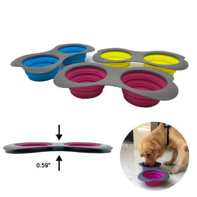 Pets Collapsible Silicone Food & Water Travel Bowl with Clip for Dog and Cat Lovely Bone Shape Silicone portable dog bowl