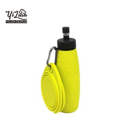 2-in-1 Dog Water Bottle & Food Container with Collapsible Bowl Portable Travel Dispenser Set for Day Trips